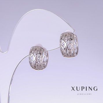 Знижка! Сережки Xuping L-14мм s-8мм родій 55685 фото