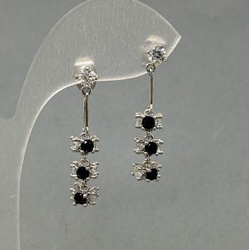 Сережки Xuping з чорними цирконами L-30мм+- s-6мм+- родій 55425 фото