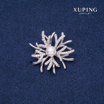 Брошка Xuping Зимовий квітка 40мм родій 64171 фото