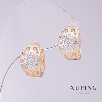 Сережки Xuping в стилі "Версаче" d-9мм L-12мм позолота 18к, родій 56842 фото