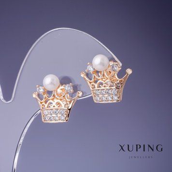 Скидка! Серьги Xuping Корона 18х15мм "позолота 18К" 56665 фото