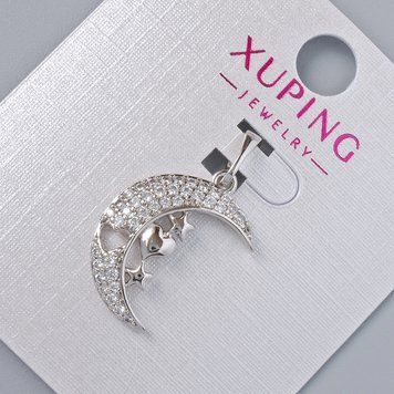 Кулон "Луна" Xuping с белыми стразами d-19х14мм+- L-25мм+- родий 57489 фото