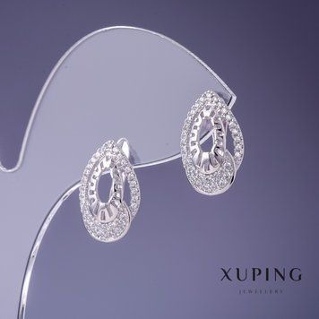 Знижка! Сережки Xuping 10х17мм родій 56729 фото
