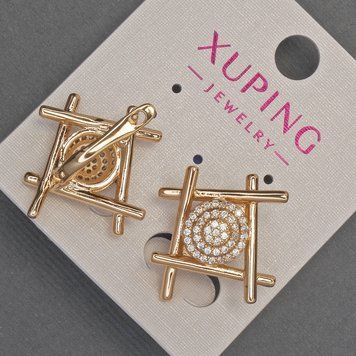 Сережки Xuping з білими стразами d-22мм+- L-22мм+- Позолота 18К 55760 фото