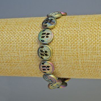 Браслет Гематит колір матовий хамелеон d-12х4,5мм+- L-18см+- стрейч 91954 фото
