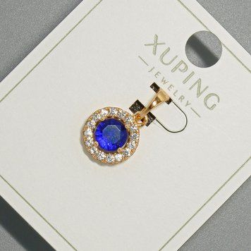 Кулон Xuping з синім кристалом та білими стразами d-10,5мм+ - L-18,5мм+- позолота 18К 57304 фото