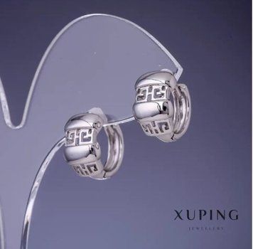 Сережки Xuping грецький візерунок 9х13мм родій 55547 фото
