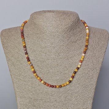Ожерелье Яшма Мукаит натуральный камень гладкий шарик d-4,5мм+- L-45-48см+- 94727 фото