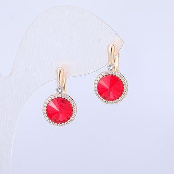 Сережки Xuping Позолота 18К з кристалами Swarovski та білими стразами d-19х10мм + - 55171 фото