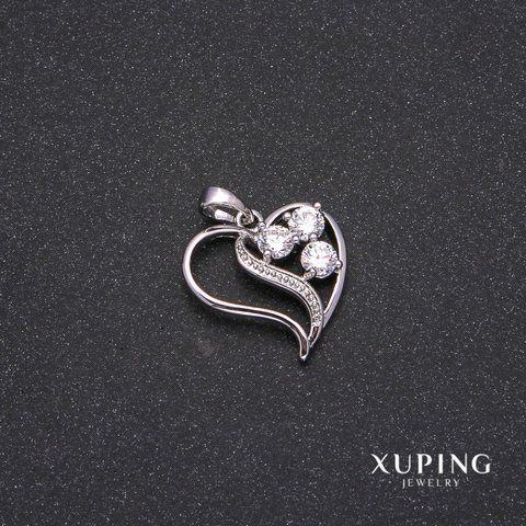 &nbsp;Кулон Xuping з білими каменями Серце 18х24мм Родій 55977 фото
