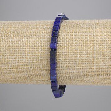 Браслет Лазурит кубик 4,5х4,5мм+- L-18см+- стрейч 97387 фото