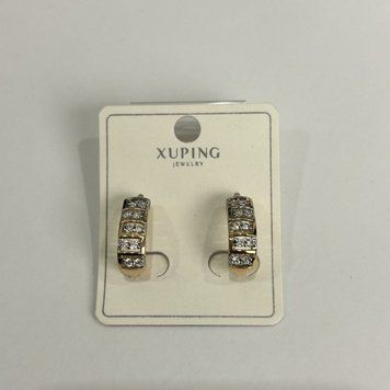 Сережки Xuping Позолота 18К Родій з білими стразами d-16х6мм + - 57118 фото