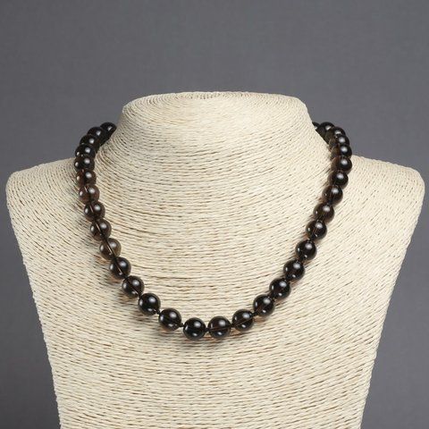 Бусы из натурального камня Раухтопаз гладкий шарик d-10мм+- L-45см+- 76309 фото
