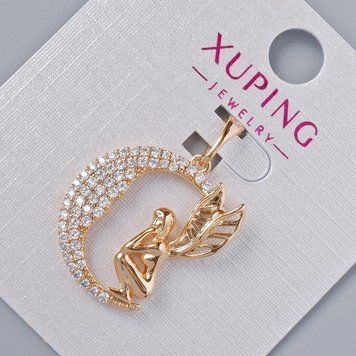 Кулон "Фея" Xuping з білими стразами d-21,5х18,5мм+ - L-27мм+- позолота 18К 57476 фото