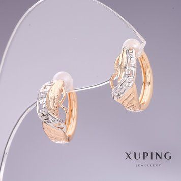 Сережки Xuping 15х7мм родій, позолота 18к 56942 фото