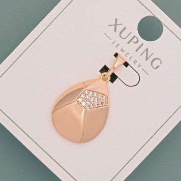 Кулон Xuping з білими стразами d-15х19мм+ - L-26,5мм+- позолота 18К 57359 фото