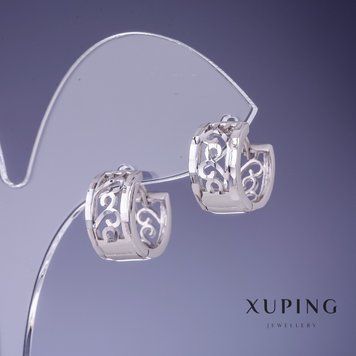 Сережки Xuping 14х8мм родій 55583 фото