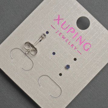 Сережки пусети кульчики Xuping з синім кристалом d-2мм+- родій 55007 фото