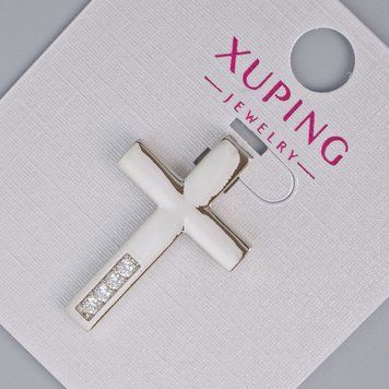 Кулон "Крест" Xuping с белыми стразами d-27х17,5мм+- родий 57498 фото