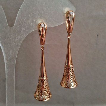 Серьги Xuping Позолота 18К с белыми стразами и L-50мм + - 55016 фото