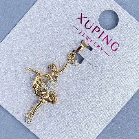 Кулон Xuping "Дівчинка" з білими стразами d-15мм+ - L-34мм+- позолота 18К 56064 фото