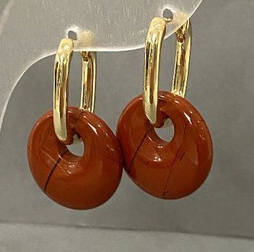 Серьги из Красной Яшмы бублик d-18мм+- L-30мм+- 81826 фото