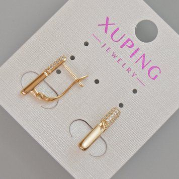 Сережки Xuping з білими стразами d-17х3мм+- Позолота 18К 55255 фото