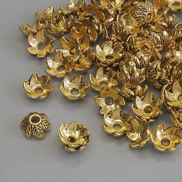 Фурнитура шляпка для бусины цвет металла золото d-7х1мм+- отверстие d-1,2мм+- фасовка 20гр. (~70шт.) 40936 фото