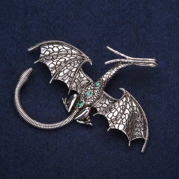Брошь "Серебряный Дракон" 79х72мм 63528 фото