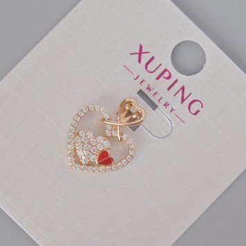 Кулон Xuping "Сердце" с белыми стразами и красной эмалью d-18х14мм+- Позолота 18К 57379 фото