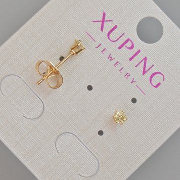 Сережки пусети Xuping з жовтим кристалом d-4мм+- Позолота 18К 57445 фото