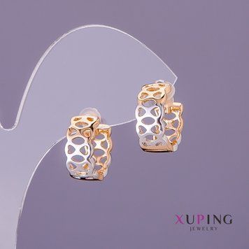 Сережки Xuping d-7мм L-15мм колір золото срібло 55658 фото