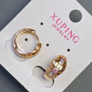 Сережки Xuping Позолота 18К з різнокольоровими кристалами d-15х8мм+- 56712 фото