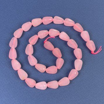 Бусины Розовый кварц капля 12х8мм+- на нитке L-38см+- 70492 фото