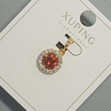 Кулон Xuping з червоним кристалом та білими стразами d-10,5мм+ - L-18,5мм+- позолота 18К 57302 фото