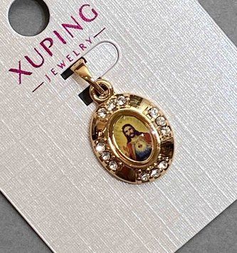 Кулон "Ікона" Xuping з білими стразами d-20х13мм+ - L-24мм+- позолота 18К 55991 фото