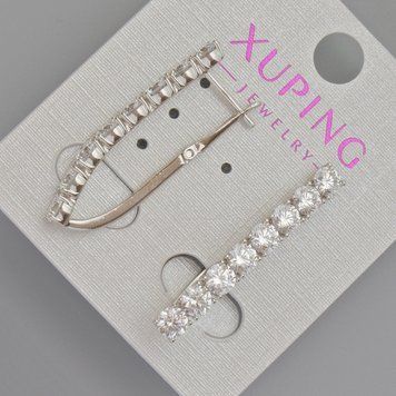 Серьги Xuping с белыми кристаллами d-32х4мм+- Родий 57034 фото