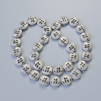 Бусины Гематит цвет матовый серебристый d-12х4,5мм+- L-41см+- на нитке 73713 фото