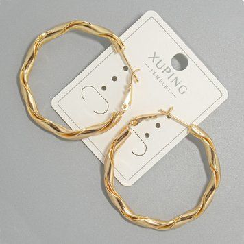 Сережки кільця Xuping s-3,5мм, d-39х41мм+ - позолота 18К 55314 фото