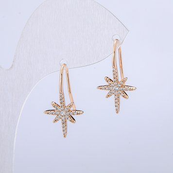 Сережки Xuping Позолота 18К з білими стразами d-22х12мм + - 55040 фото