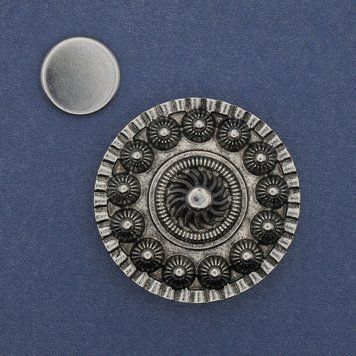 Брошка на магніті Акцент сріблястий метал 40мм+- 63601 фото