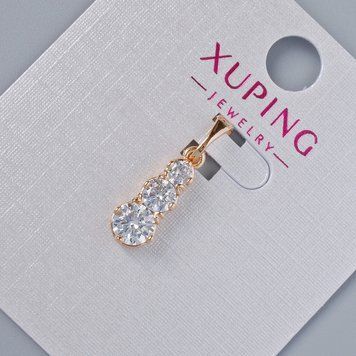 Кулон Xuping з білими кристалами d-15х6мм+ - L-20мм+- позолота 18К 57507 фото