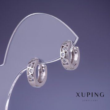 Сережки Xuping 4х12мм родій 55496 фото