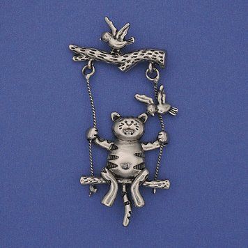 Брошь Кошка Кошка серебристый металл 62х33мм+- 63728 фото