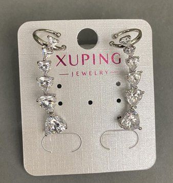 Каф пусет Xuping Родій з білими кристалами серце 32х10мм + - 55200 фото