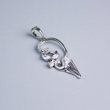 Кулон Xuping Родий Кошка с белыми стразами 27х13 мм+- 56003 фото