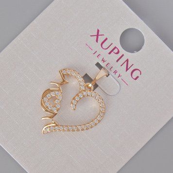 Кулон Xuping "Сердце" с белыми стразами d-23х18мм+- Позолота 18К 57382 фото