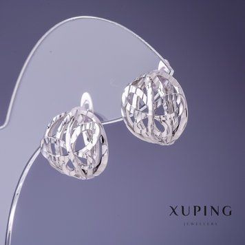Сережки Xuping 14х15мм родій 55439 фото