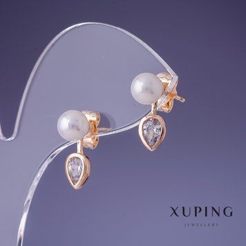 Сережки Xuping 16х7мм "позолота 18К " 55754 фото