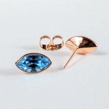 Сережки Xuping пусети кульчики з кристалами Swarovski зерно колір блакитний d-6х11мм позолота 55666 фото
